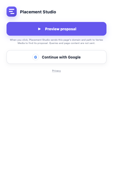 Placement Studio popup with the Preview proposal button